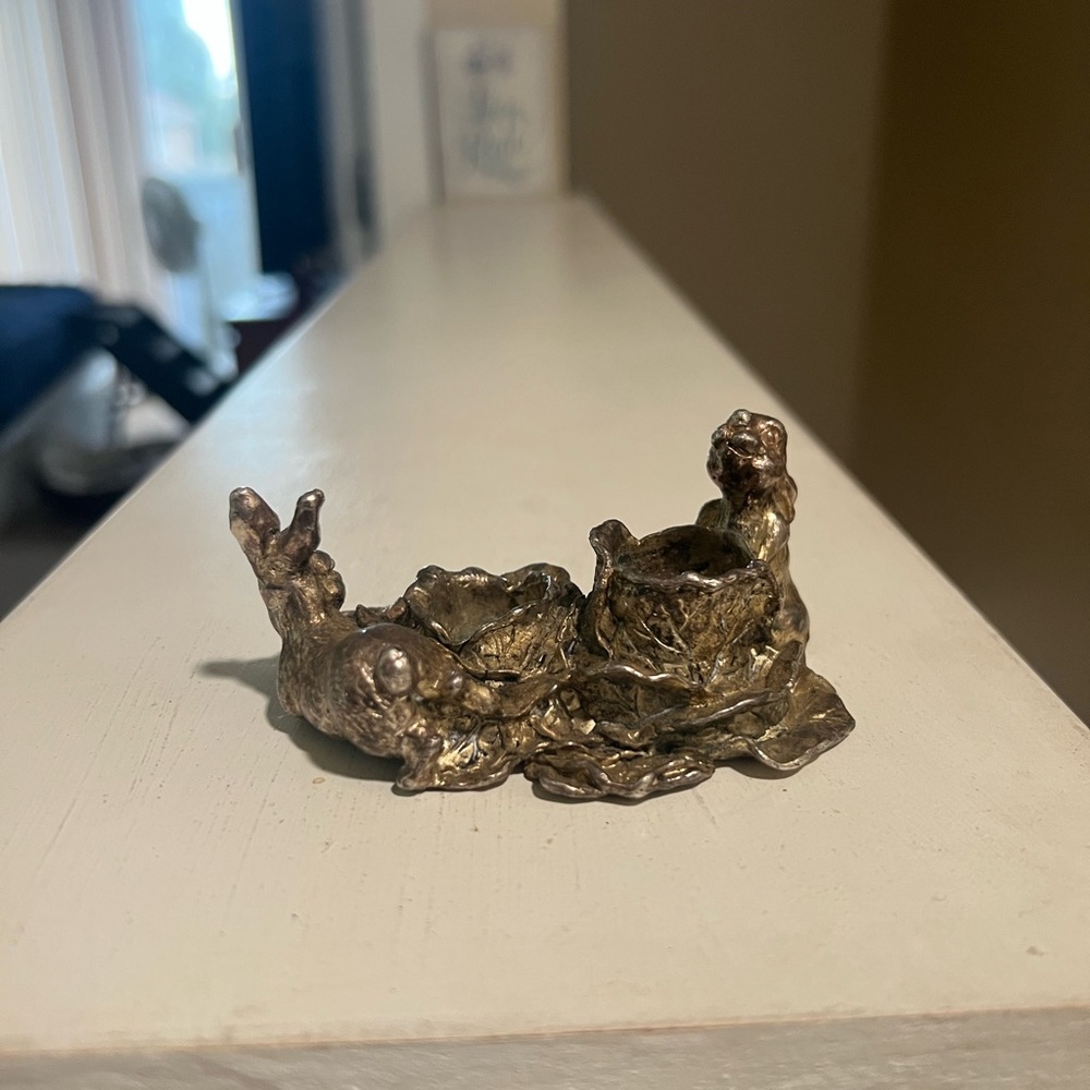 Vintage 1998 Arthur Court Rabbit Bunny Salt and Pepper Shaker Candle Holder